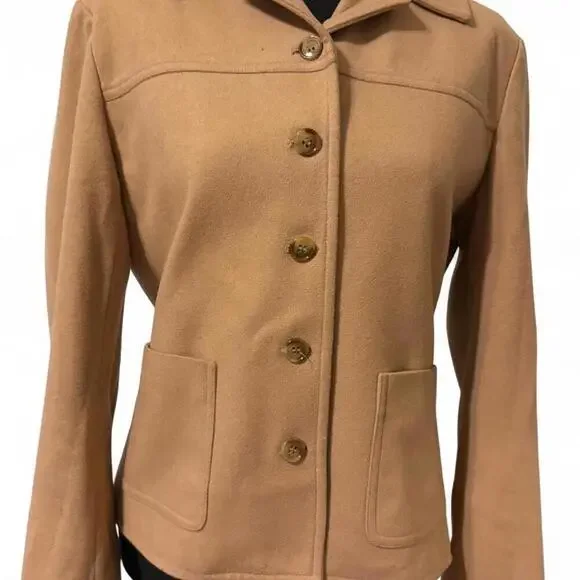 J.Crew wool and cashmere blend tan button up jacket Size 8 - Picture 2 of 6